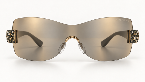 Daniel Swarovski Vintage Shield Sunglasses 23k Gold Plated finish