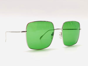 Oversized square sunglasses Silver Metal Green lenses