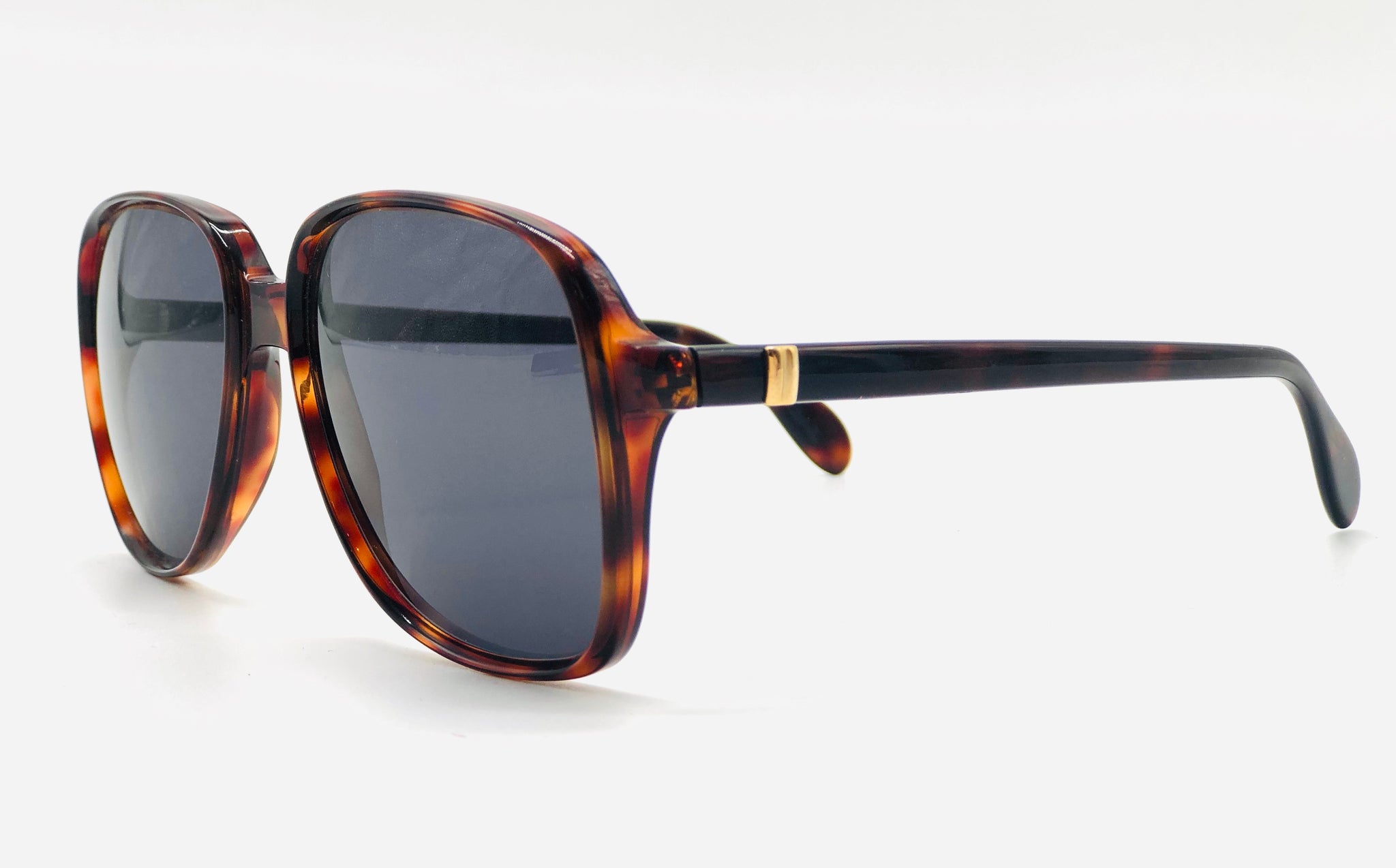 Rare Havana Vintage Sunglasses 18 k gold trim