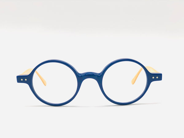 Round Pantoscopic Blue Eyeglasses