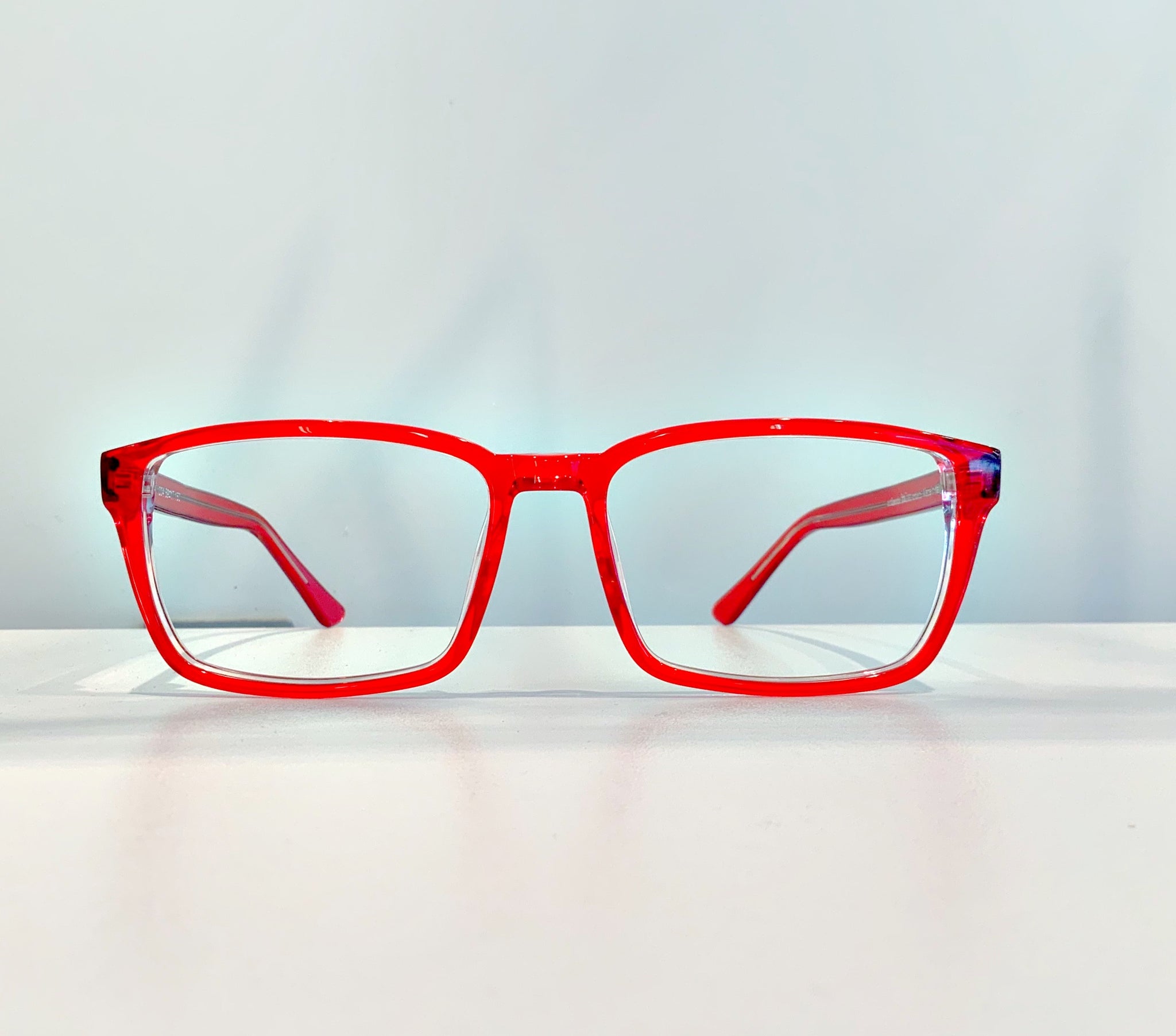 Oversized square red optical frame