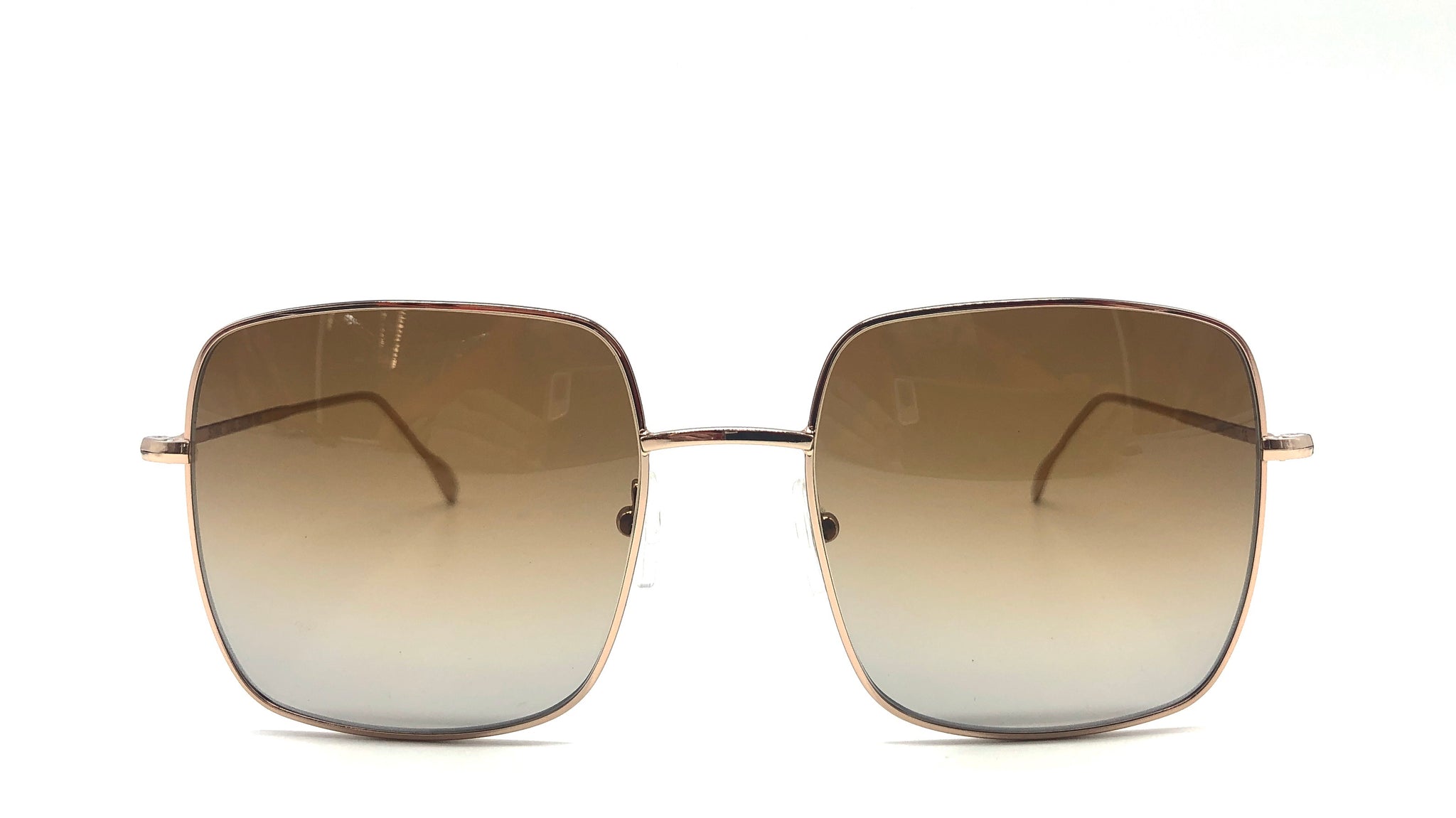 KIM metal gold square-shaped shaded brown lenses sunglasses