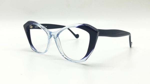 MINA semi-transparent clear/navi blue cat eye eyeglasses